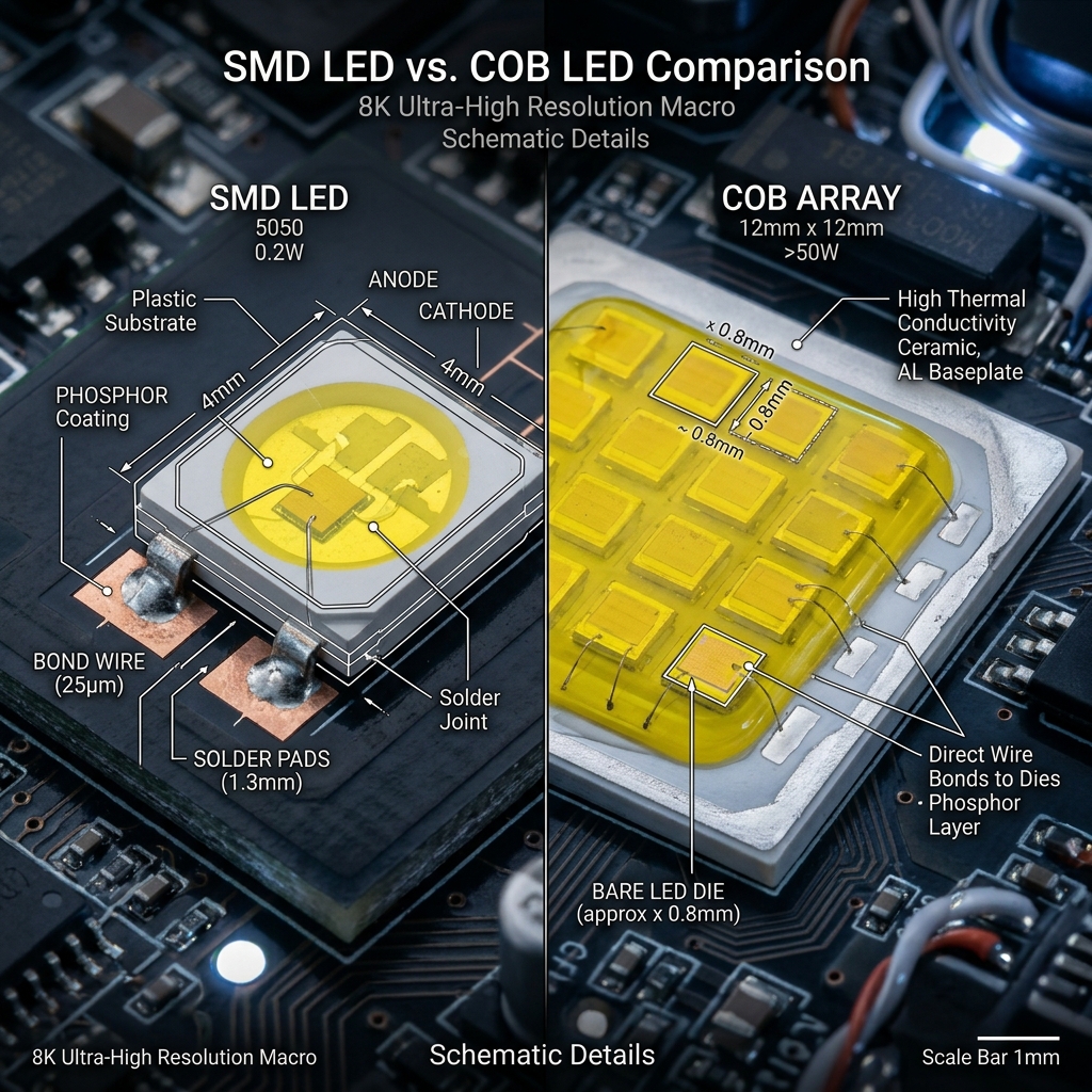 ความแตกต่างระหว่าง SMD กับ COB เทคโนโลยีไหนดีกว่ากัน?
