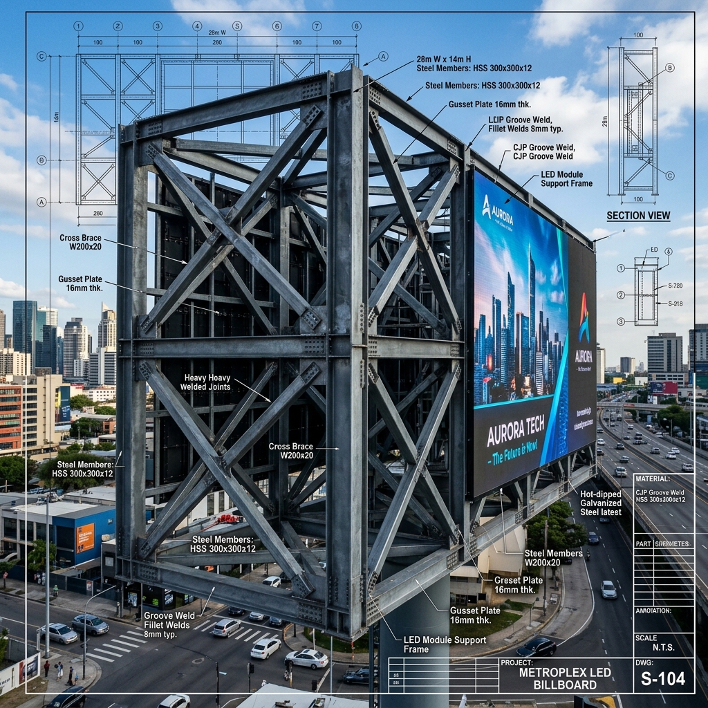 โครงสร้างเหล็กสำหรับติดตั้ง LED กระดูกสันหลังที่ต้องการความปลอดภัยสูง